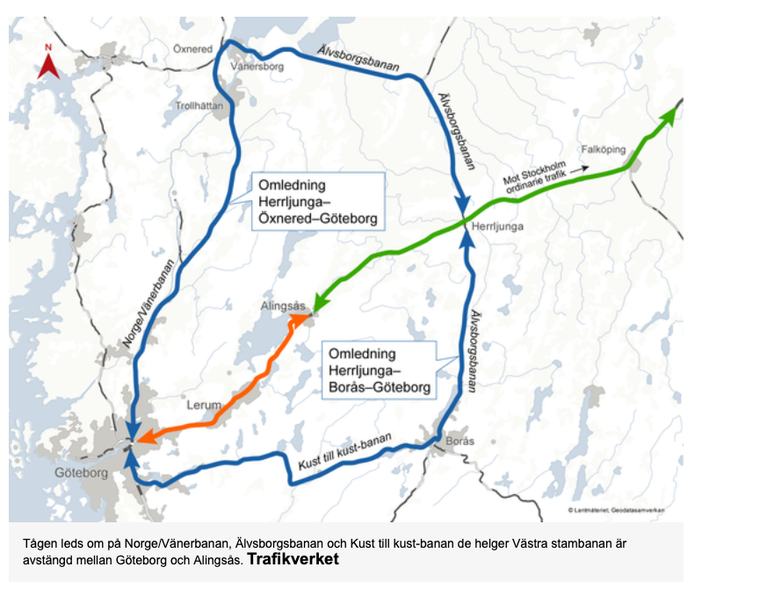 Störningar i tågtrafiken – tåg leds om