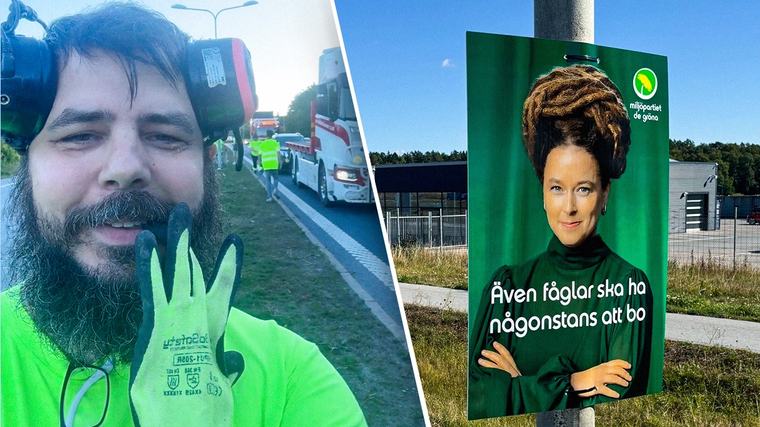 Chang Frick bakom de falska valaffischerna ”Hälften konst, hälften hyss.”