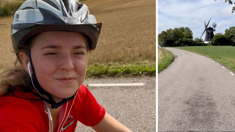 Tess, 20, avbröt vandringen genom Sverige – nu cyklar hon till Stockholm